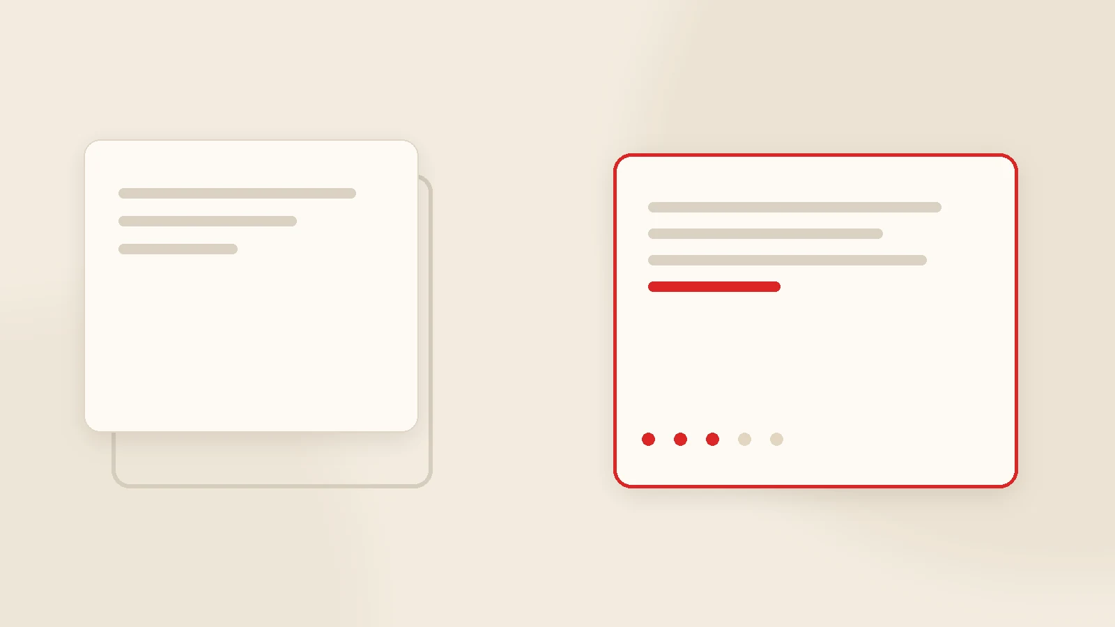 Cream background illustration comparing a generic block that does not fit its slot with a red-outlined card that fits exactly