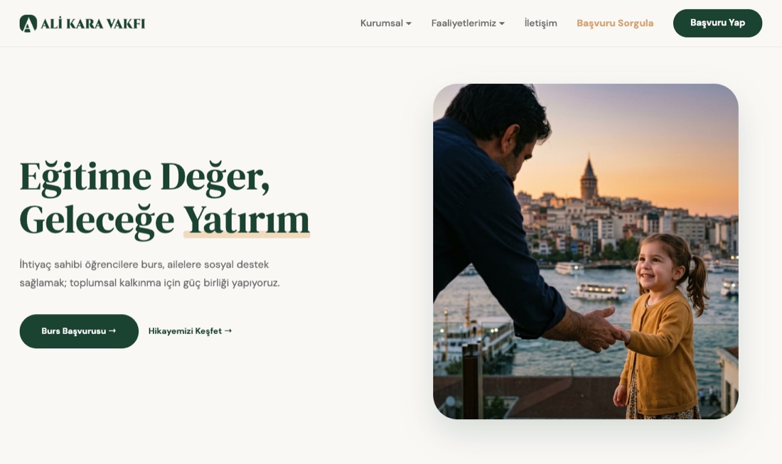 Ali Kara Vakfı web sitesi