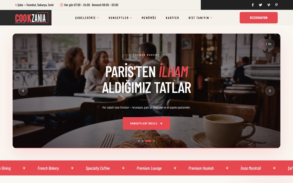 Cookzania web, cafe CRM ve QR menü altyapısı